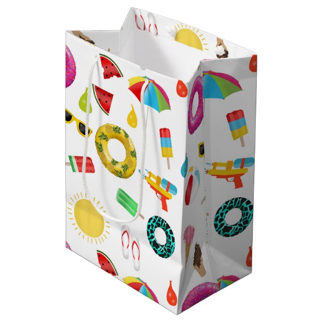 Summer Party Beach Pool Fun Pattern Medium Gift Bag (Front Angled)