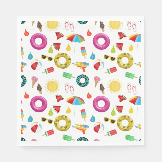 Summer Party Beach Pool Fun Pattern Napkin (Front)