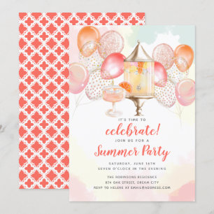 Summer Party Celebration Drink Balloons Invitation