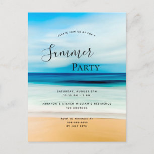 Summer party coastal beach sea tropical invitation postcard