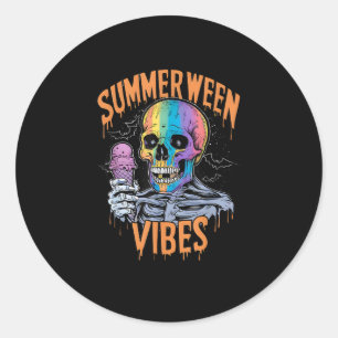 Summer Party Costume Funny Summerween Classic Round Sticker