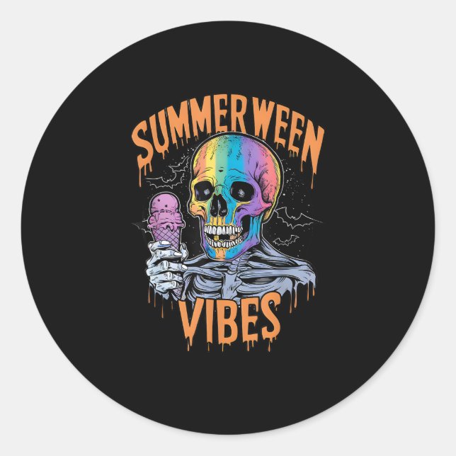 Summer Party Costume Funny Summerween Classic Round Sticker (Front)
