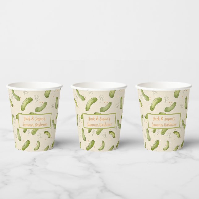 Summer Party Dill Pickle Pattern Paper Cups (Multi)