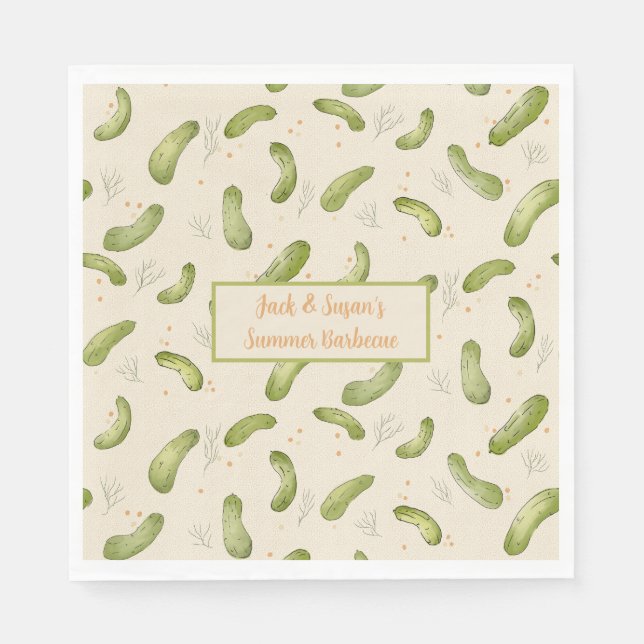 Summer Party Dill Pickle Pattern Paper Napkin (Front)