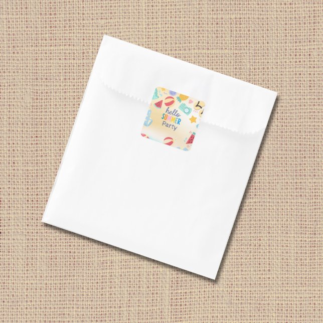 Summer Party Festival Birthday Colourful Beach  Square Sticker (Creator Uploaded)