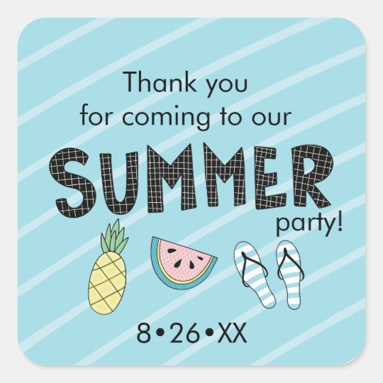 Summer Party! Fun Beach theme Square Sticker