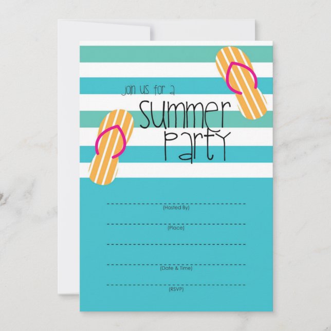 Summer Party fun invitation design (Front)