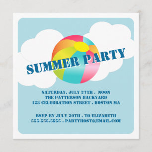 Summer Party Fun Time Beach Ball Invitation