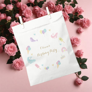 Summer Party Ice Cream Calligraphy Birthday Party Favour Bags