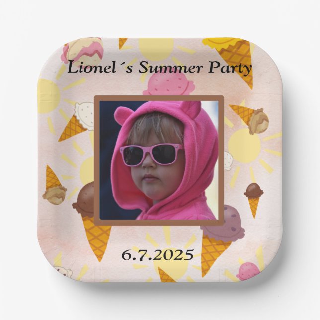 Summer party ice cream paper plate (Front)