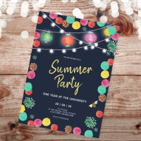 Summer Party Invitation with Colourful Lampions