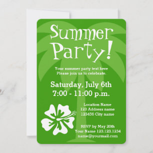 Summer party invitations with tropical flower
