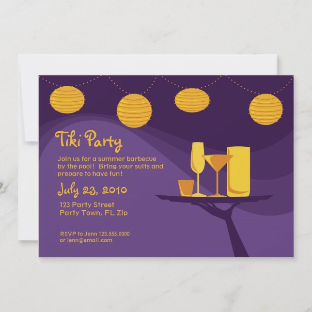 Summer Party Invite : Purple & Gold Drinks (Front)