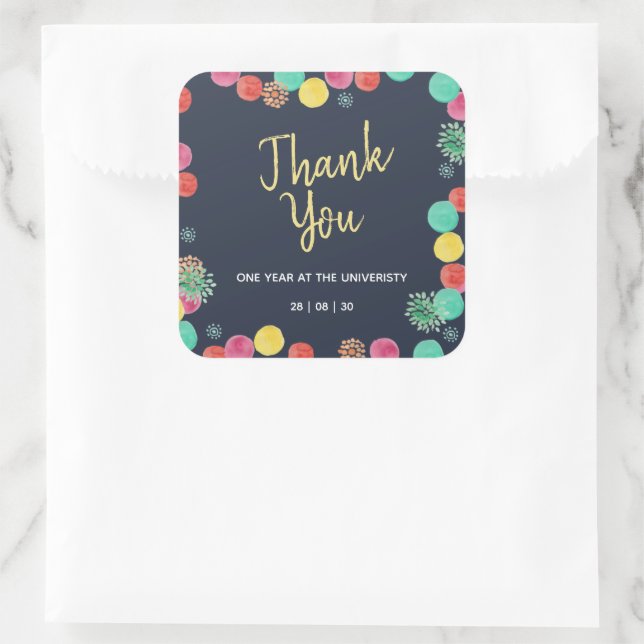 Summer Party Lampions Invitation Square Sticker (Bag)