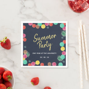 Summer Party Lampions Invitation Square Sticker Napkin