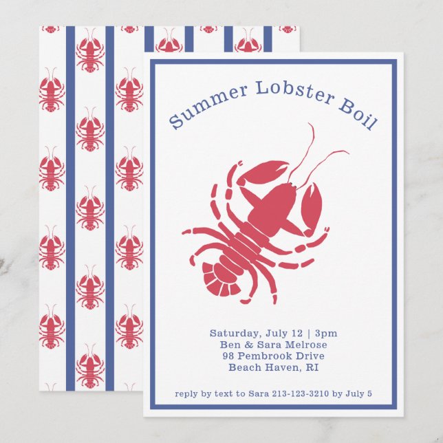 Summer Party Lobster Boil Invitation (Front/Back)