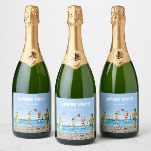 Summer Party on The Beach Sparkling Wine Label