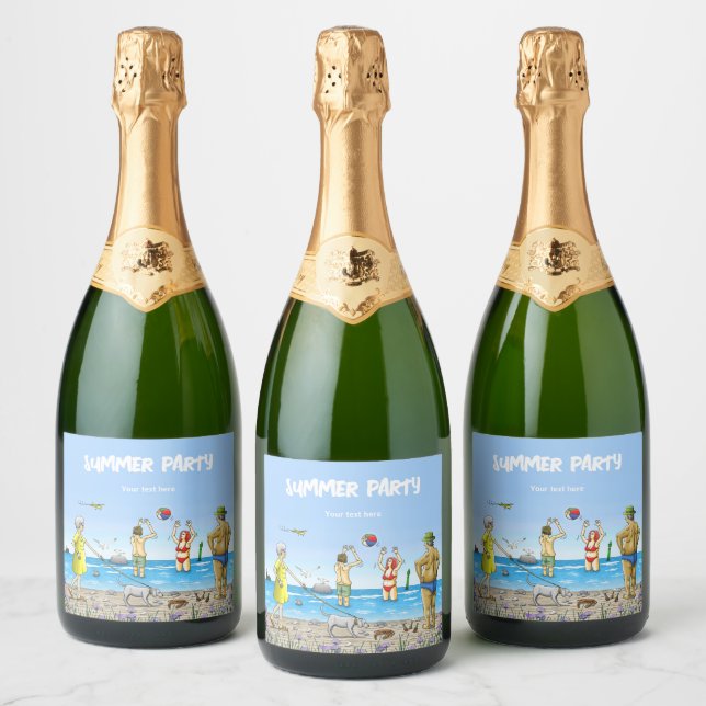 Summer Party on The Beach Sparkling Wine Label (Bottles)