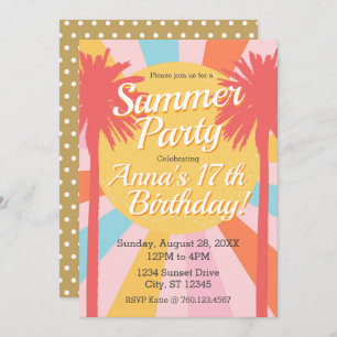 Summer Party Palm Birthday Invitation