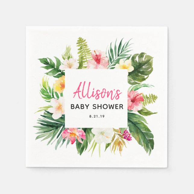 Summer Party Tropical Baby Shower Paper Napkin (Front)