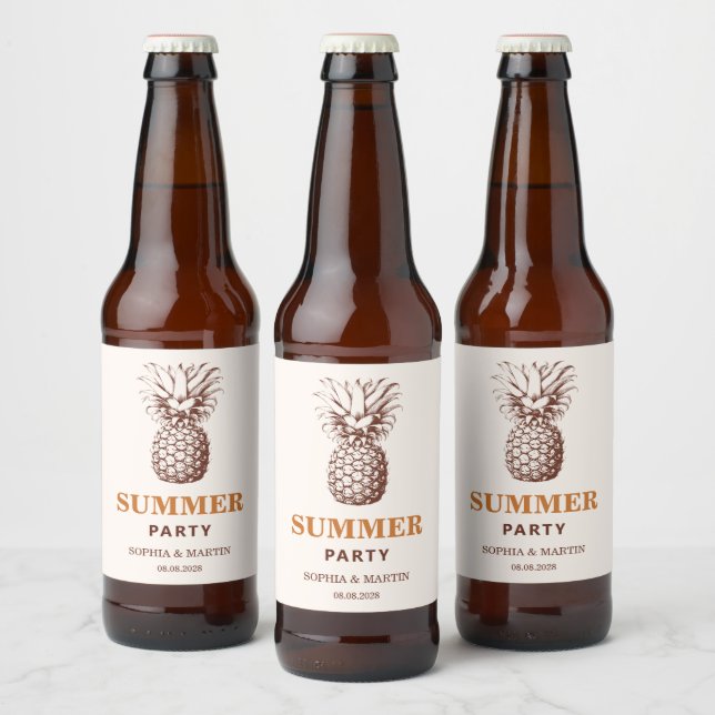 Summer party with custom colours pineapple beer bottle label (Bottles)