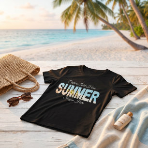 Summer Pastel Coastal Vacation Custom Text Tee