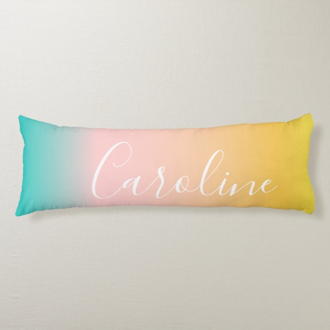 Summer Pastel Gradient | Personalised Script Name  Body Cushion (Front)