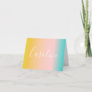 Summer Pastel Gradient   Personalised Script Name  Note Card