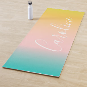 Summer Pastel Gradient   Personalised Script Name Yoga Mat