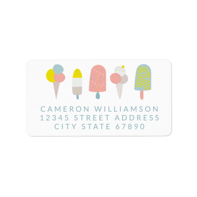 Summer Pastel Ice Cream Cute Return Address Label (Front)