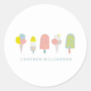 Summer Pastel Ice Cream Personalised  Classic Round Sticker