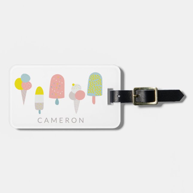 Summer Pastel Ice Cream Personalised   Luggage Tag (Front Horizontal)