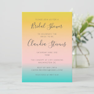 Summer Pastel Ombre Sunset Tropical Bridal Shower Invitation