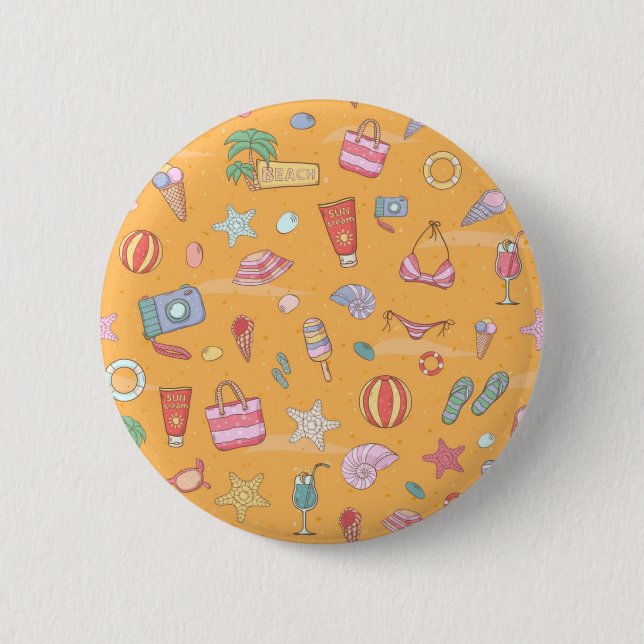 Summer pattern 6 cm round badge (Front)
