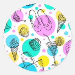 Summer pattern classic round sticker
