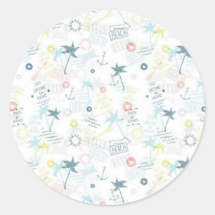 Summer pattern classic round sticker