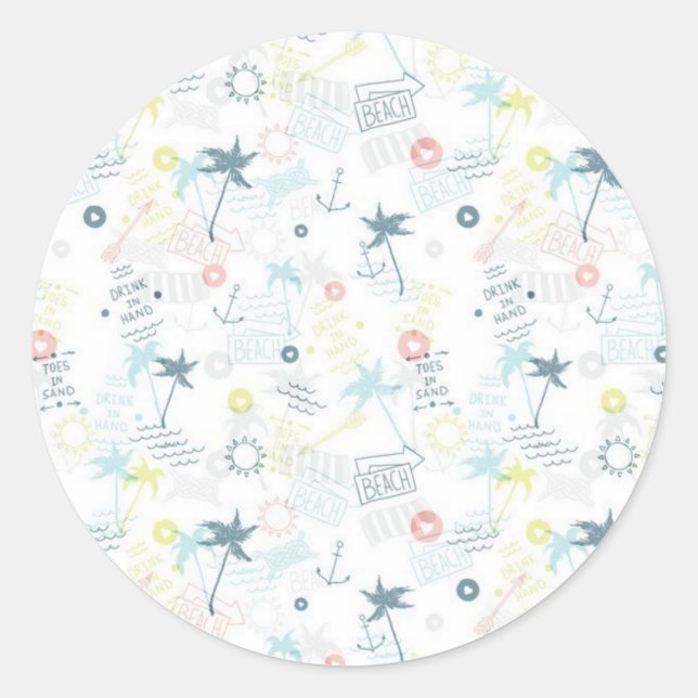 Summer pattern classic round sticker (Front)