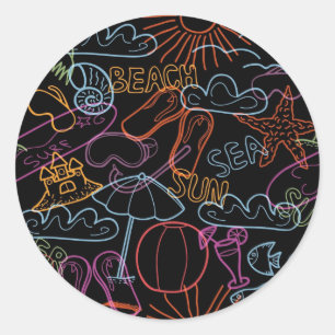 Summer pattern classic round sticker