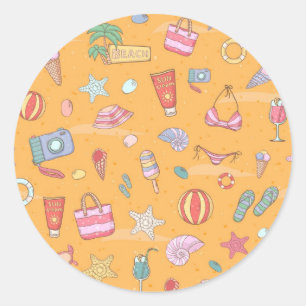 Summer pattern classic round sticker