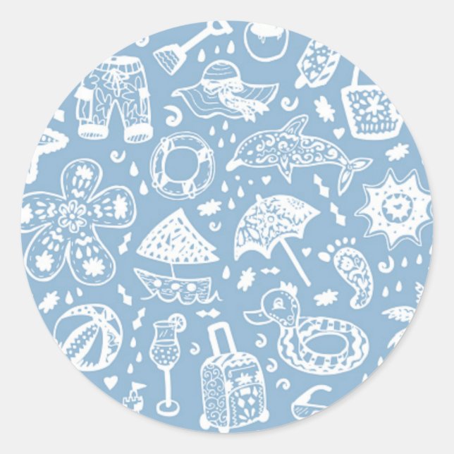 Summer pattern classic round sticker (Front)