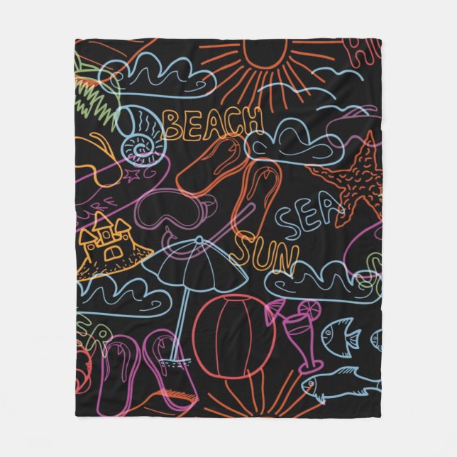 Summer pattern fleece blanket (Front)