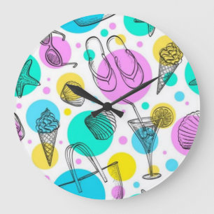 Summer pattern large clock