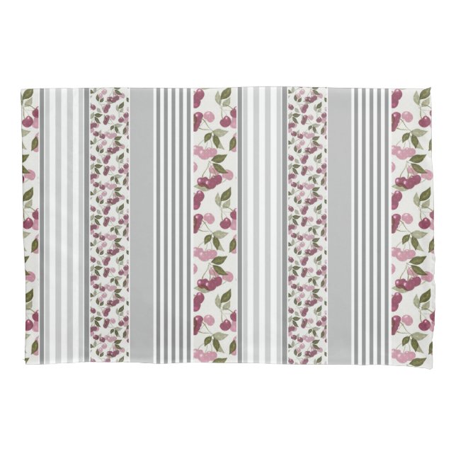 summer pattern of stripes of multi-coloured fabric pillowcase (Front-Left)