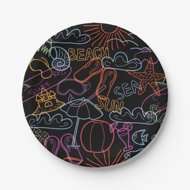 Summer pattern paper plate (Front)