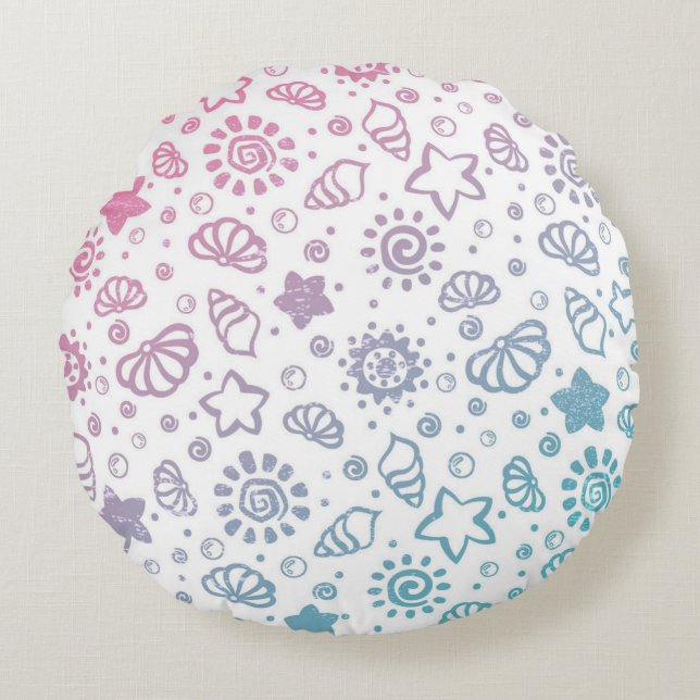 Summer pattern round cushion (Front)