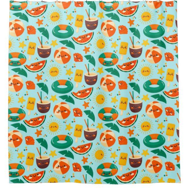 Summer Pattern Shower Curtain (Front)