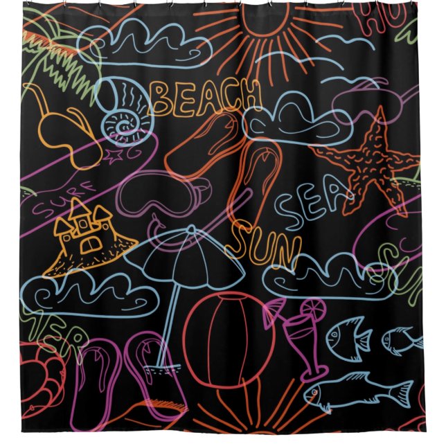 Summer pattern shower curtain (Front)