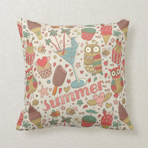 Summer Pattern With Ice Cream Cushion