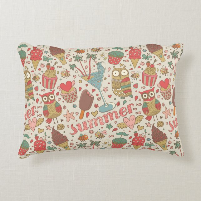 Summer Pattern With Ice Cream Decorative Cushion (Front)