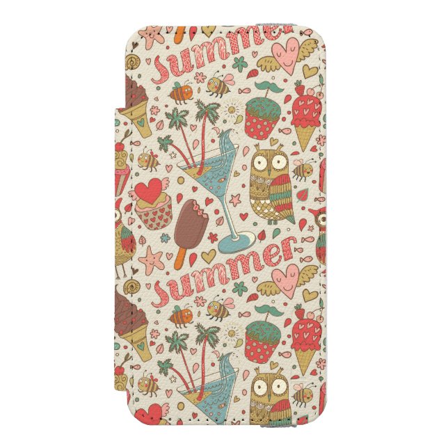 Summer Pattern With Ice Cream Incipio iPhone Wallet Case (Folio Front)